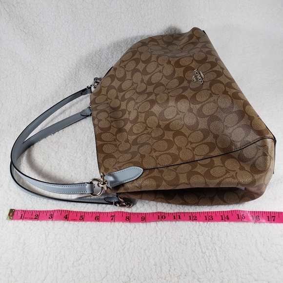 Coach Sig Hallie Khaki Pale Blue F80298 Bag NWT - Picture 6 of 8